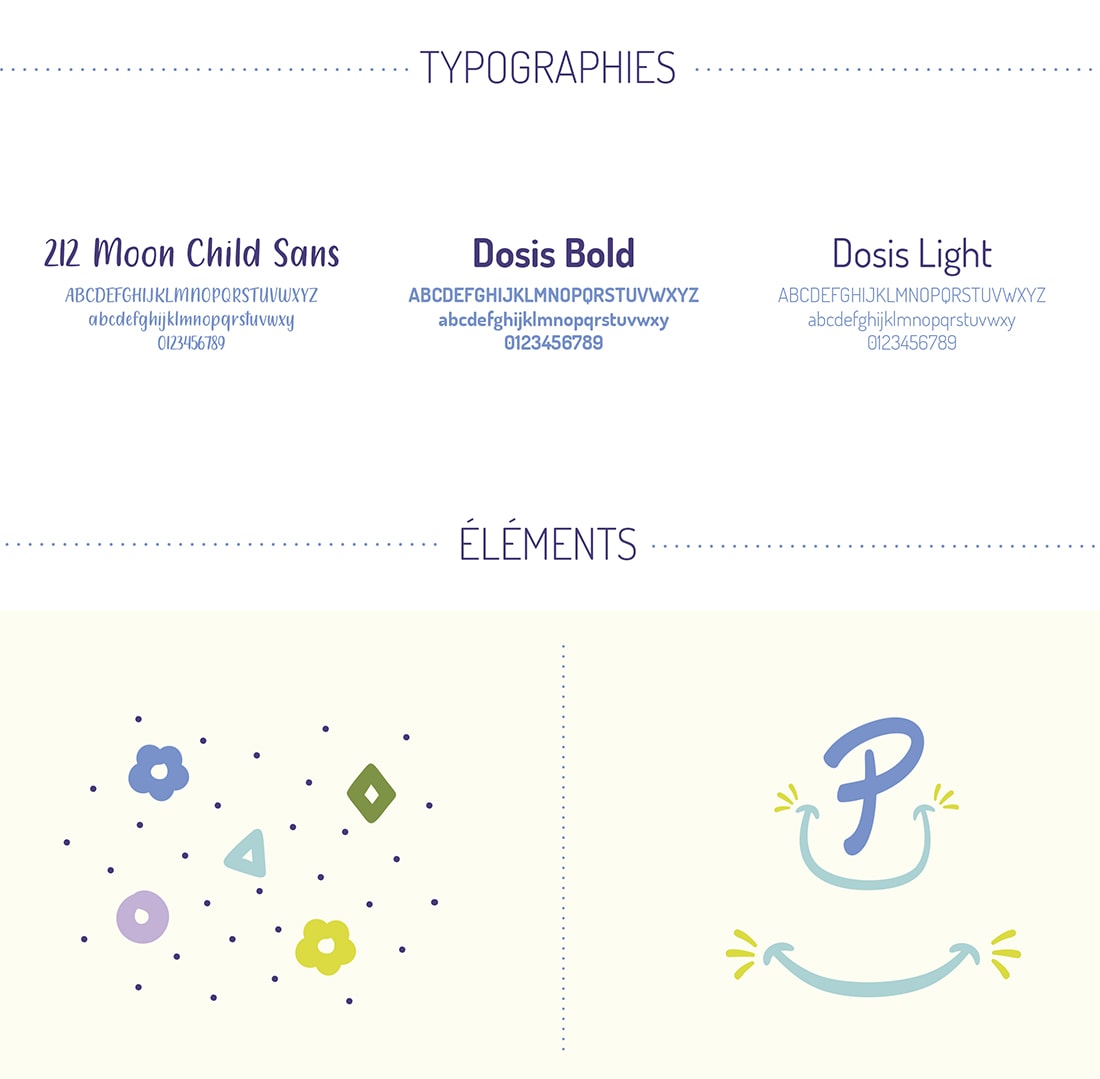 typographies et éléments de charte graphique, gimmic, illustrations