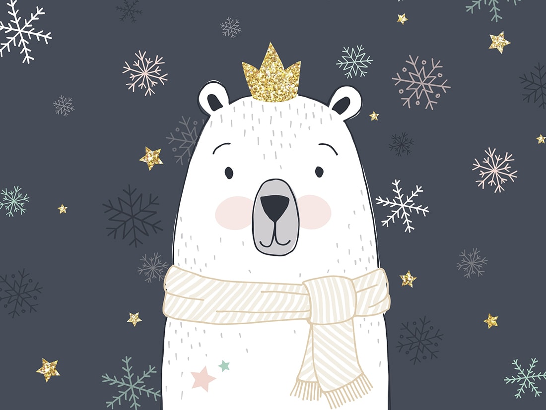 Ours de noël en dessin vectoriel sur le thème de Noël