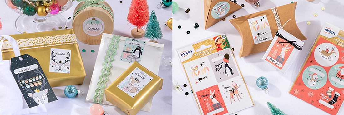 Divers étiquettes, tag, stickers cadeaux avec illustration