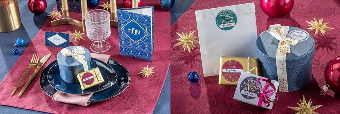 Menu de noel et etiquettes cadeau dorées pour les GSA
