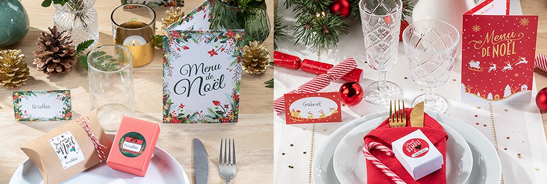 menus, stickers et marque place pour une jolie décoration de table