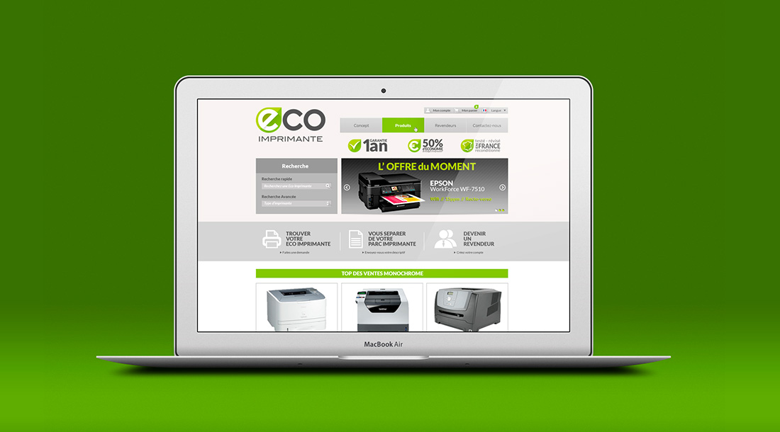 Page d’accueil du site web de e-commerce