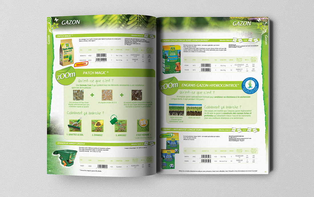 Mise en page intérieur du catalogue produit BtoC