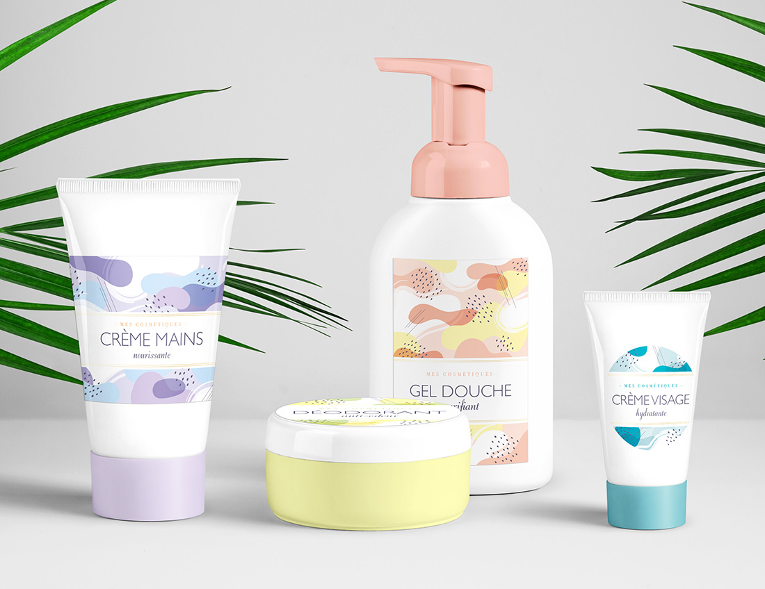 Etiquettes différents formats pour produits cosmétiques