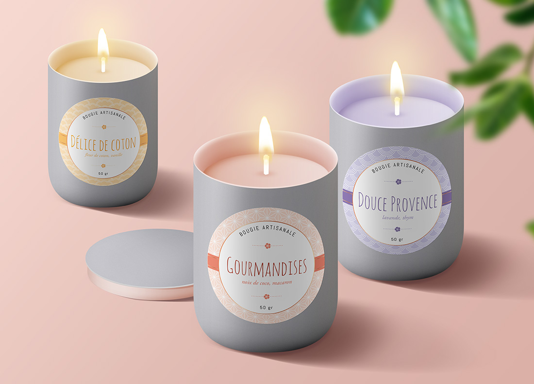 Étiquettes rondes personnalisables pour des bougies parfumées