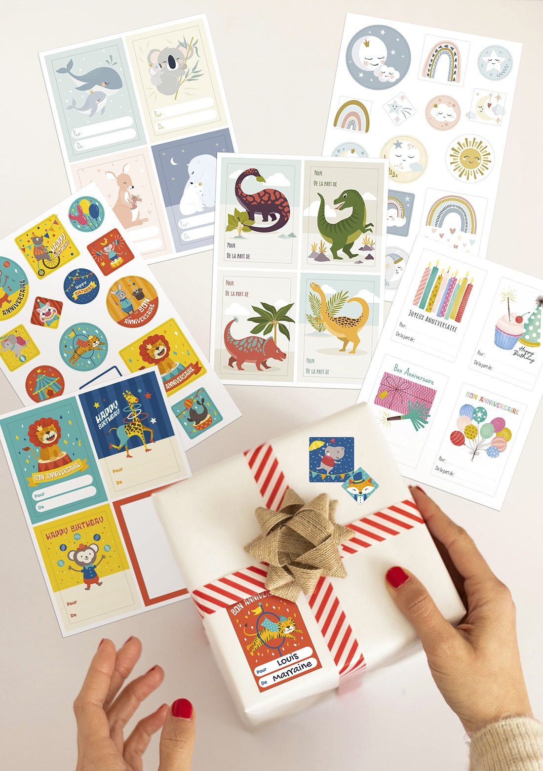 Création d’illustrations sur  différents thèmes pour des étiquettes et stickers enfantins