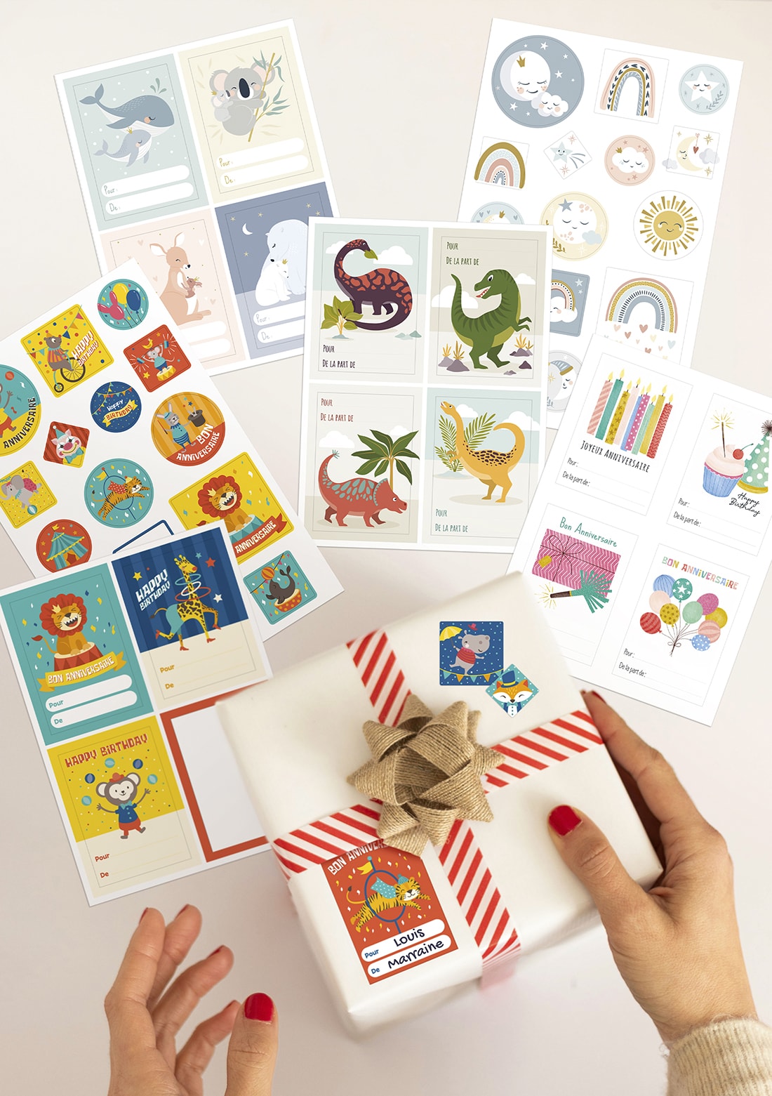 Création d’illustrations sur différents thèmes pour des étiquettes et stickers enfantins
