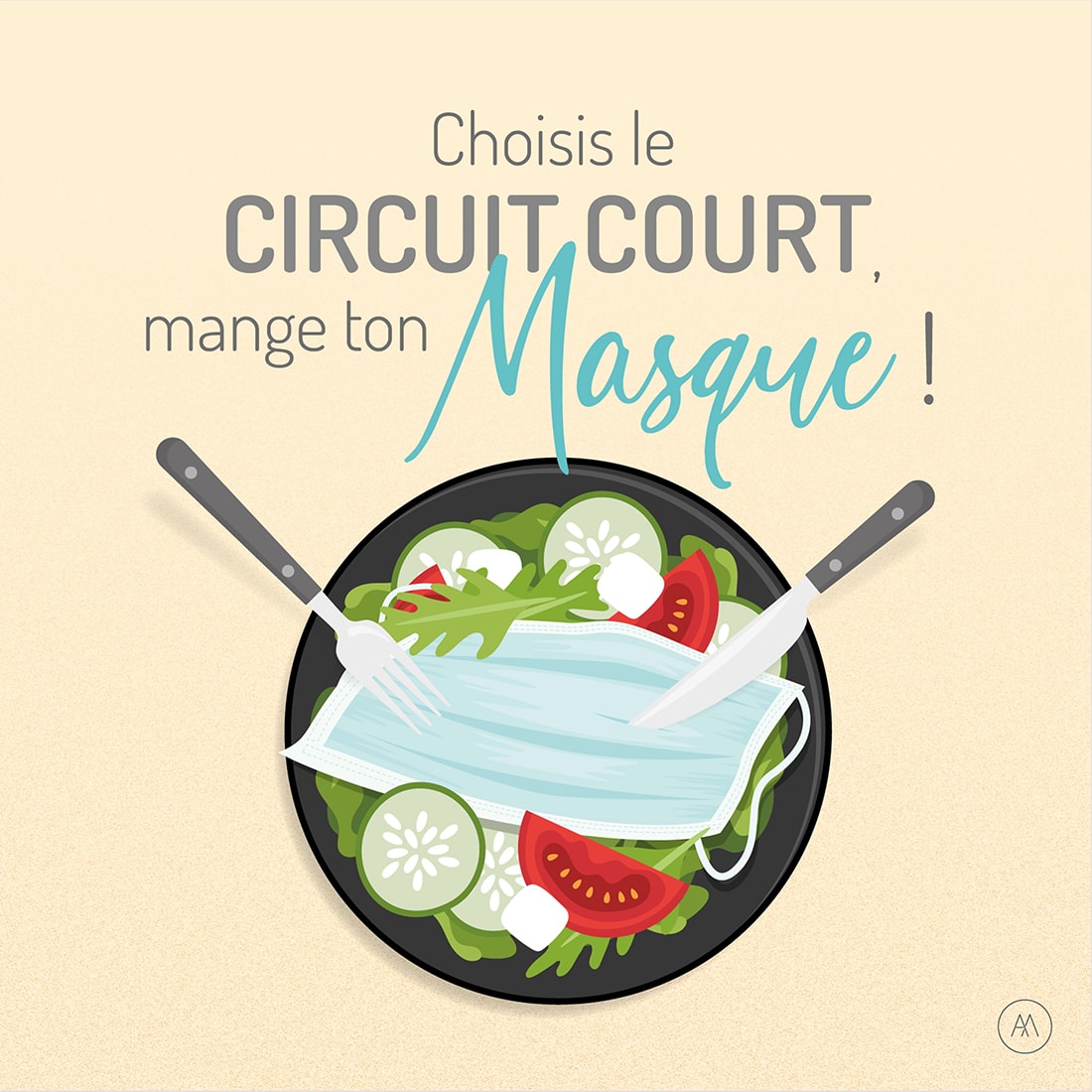 Dessin vectoriel - Choisis le circuit court mange ton masque