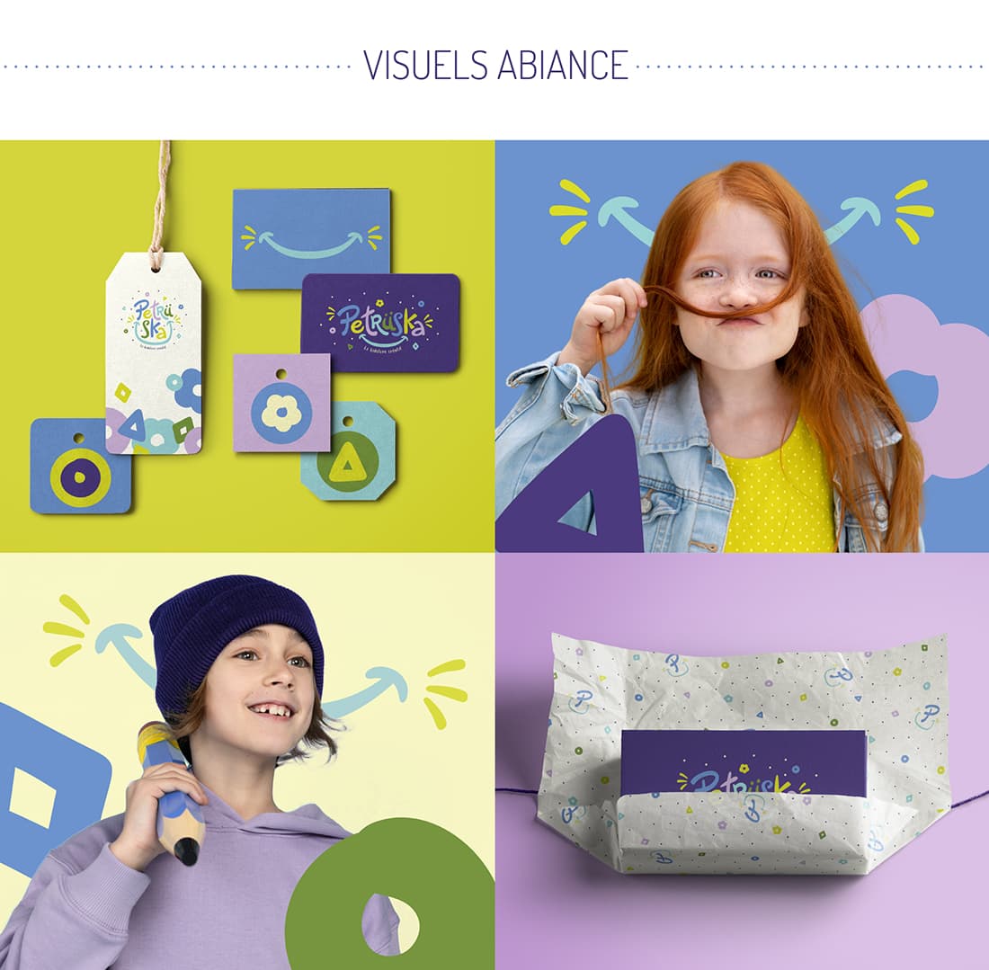 visuels d’ambiance inscrivant le territoire graphique de la marque