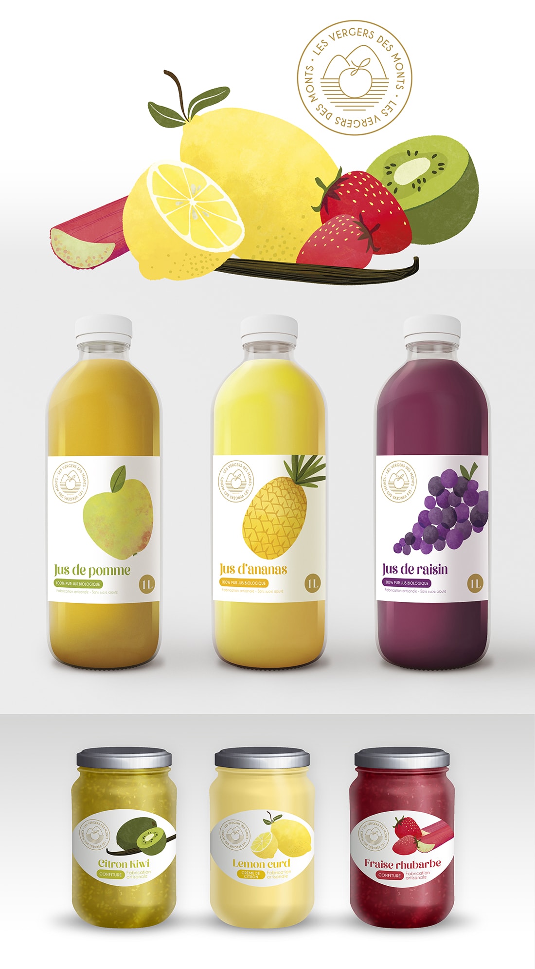 création d’étiquettes illustrées fictives pour une identité de marque d’alimentation