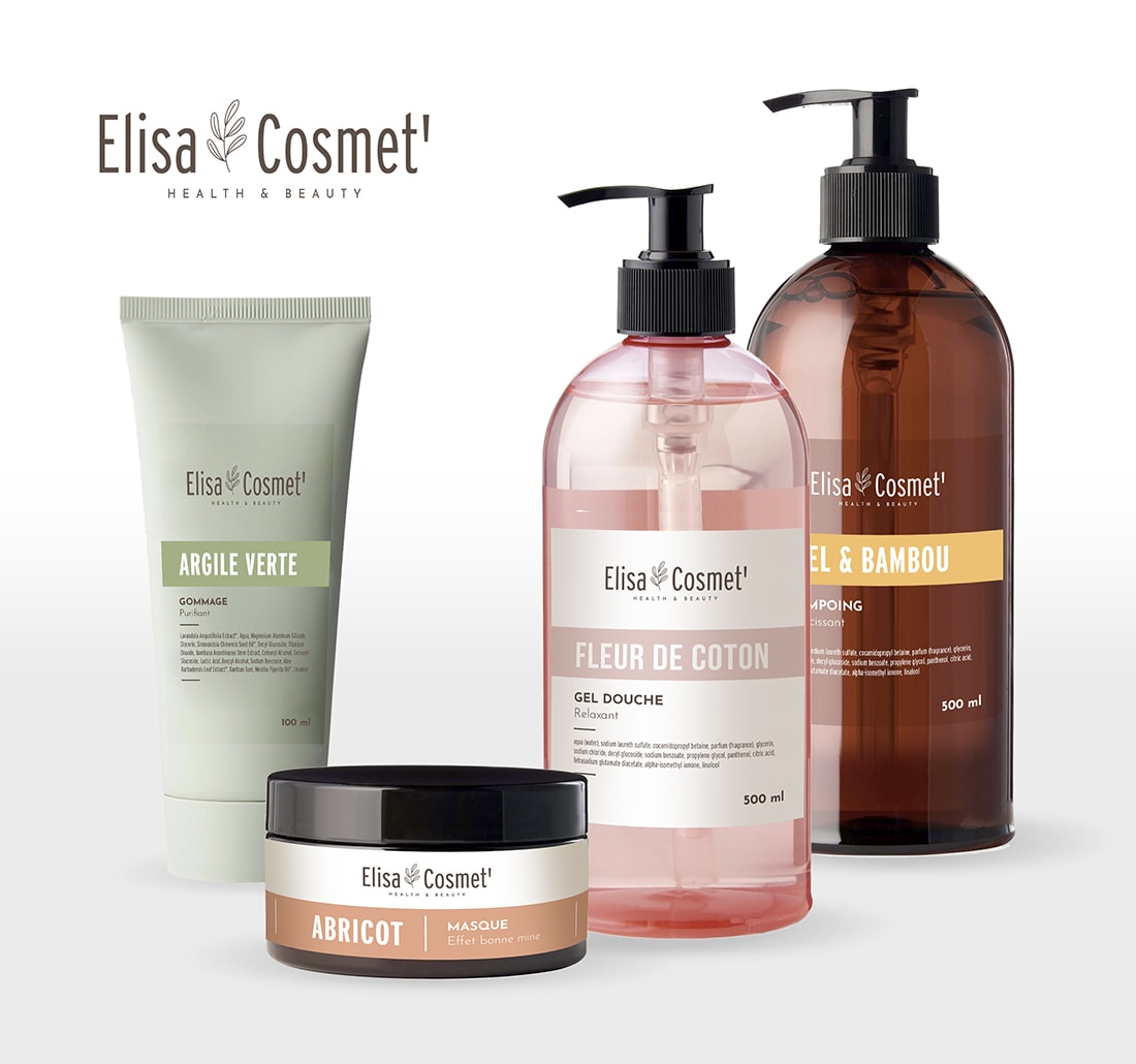 design graphique de packaging pour une marque de cosmétique