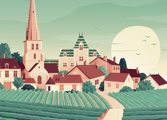 illustration du village Bourguignon Meursault